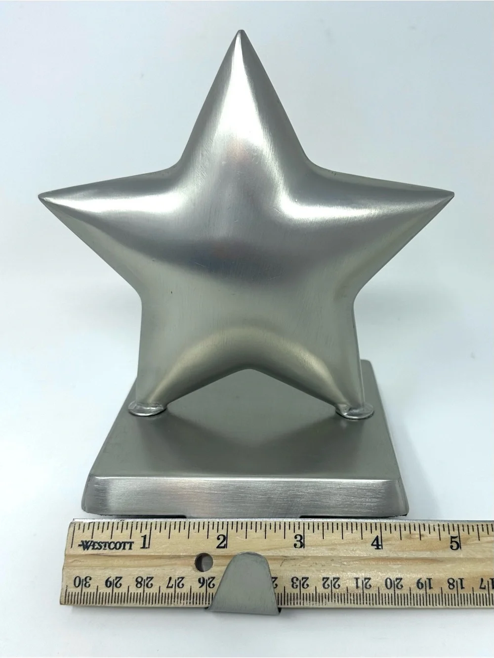 Crate & Barrel Brushed Silver Star Christmas Stocking Holder Hook Heavy Holiday